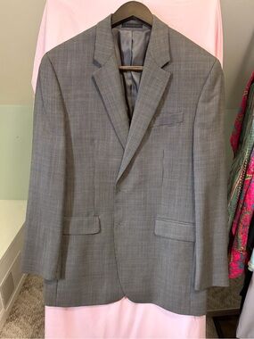 Vintage Ralph Lauren Men's Gray Plaid Two-Button Blazer